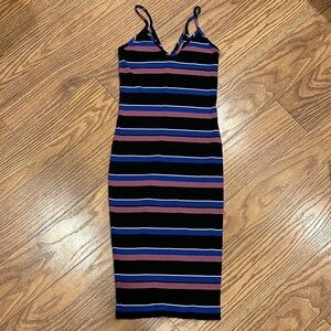 Express Ribbed Striped Bodycon Summer Midi Dress